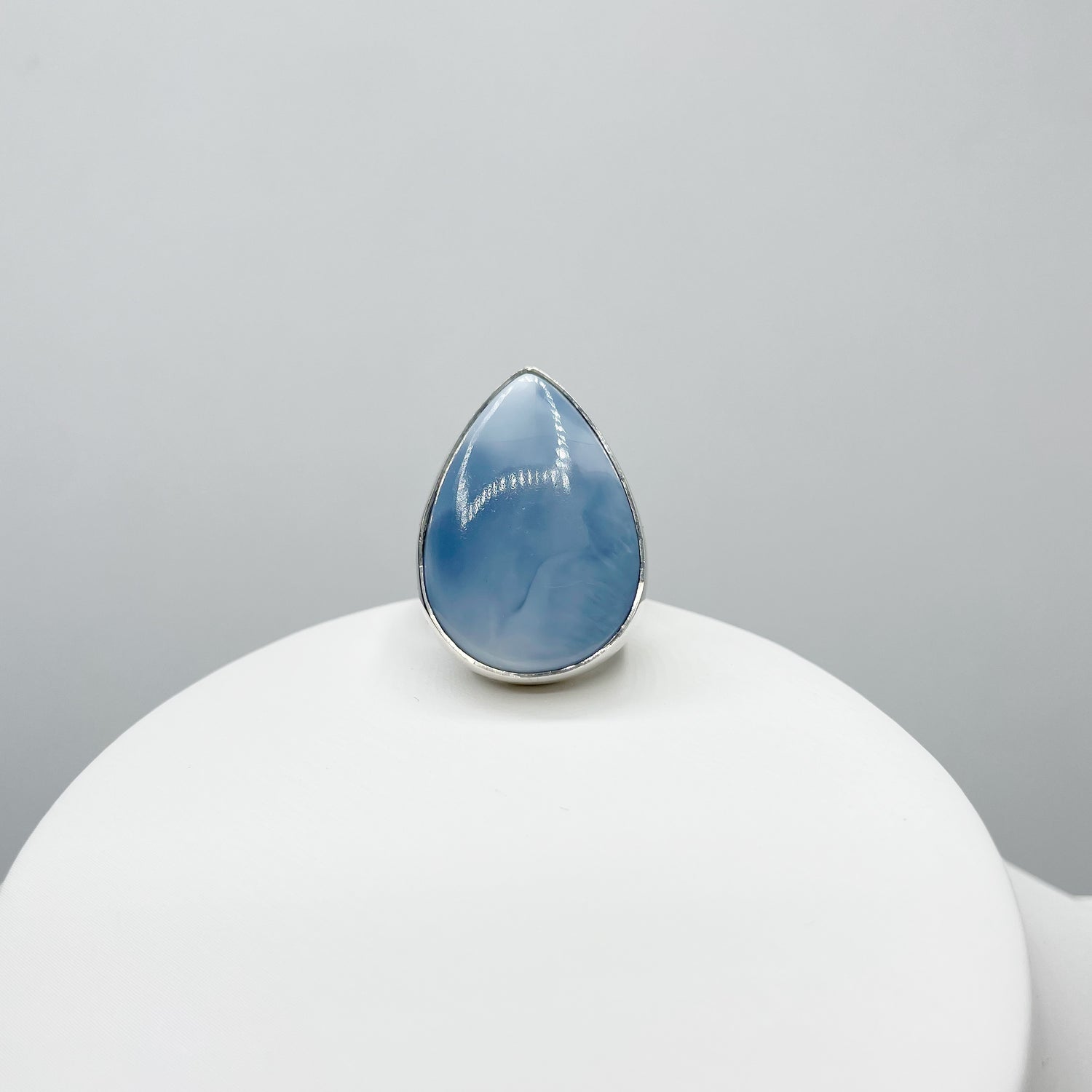 Anello Opale Blu a Goccia - Argento 925