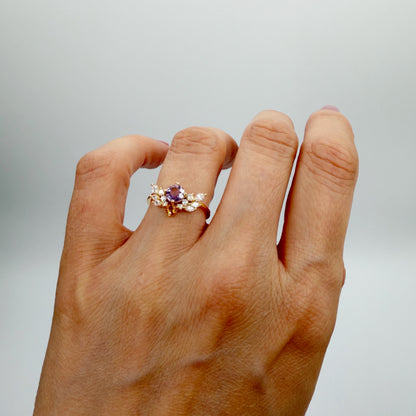 Anello Ametista e Topazio | Argento 925 placcato oro 14k - NON REGOLABILE