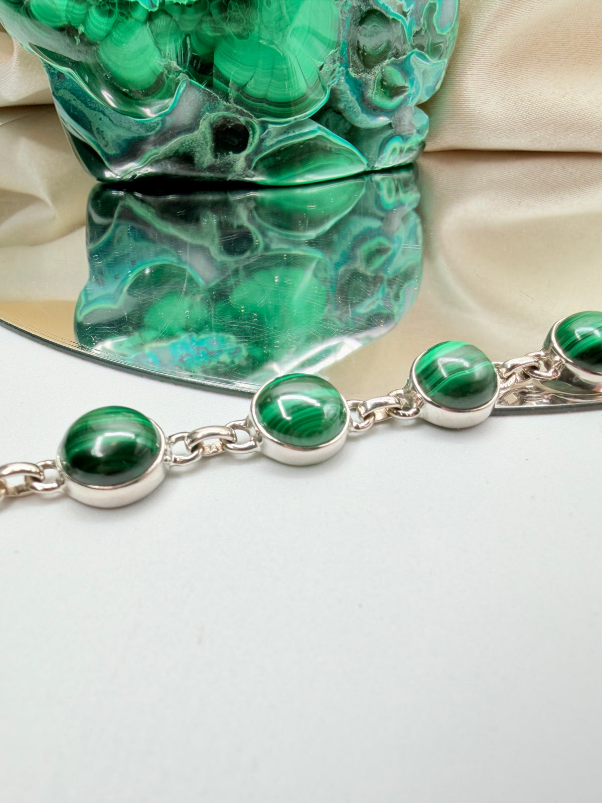 Bracciale Malachite e Argento 925 - Tondo
