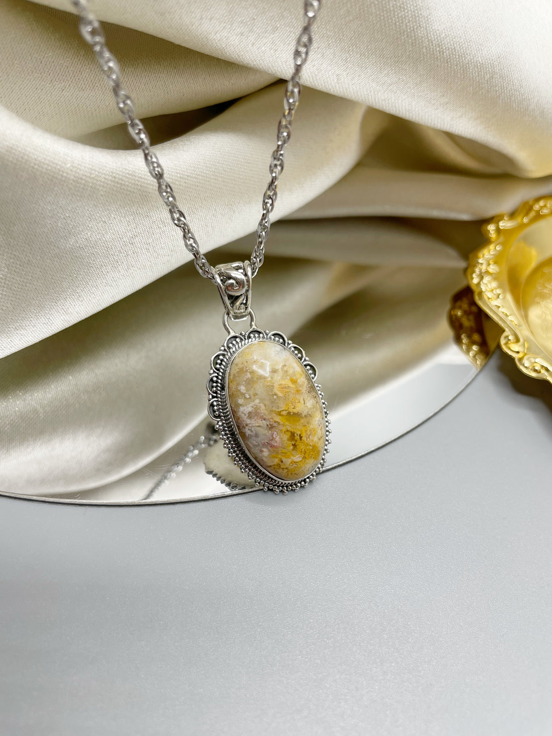 Ciondolo Agata Plume Vintage e Argento 925