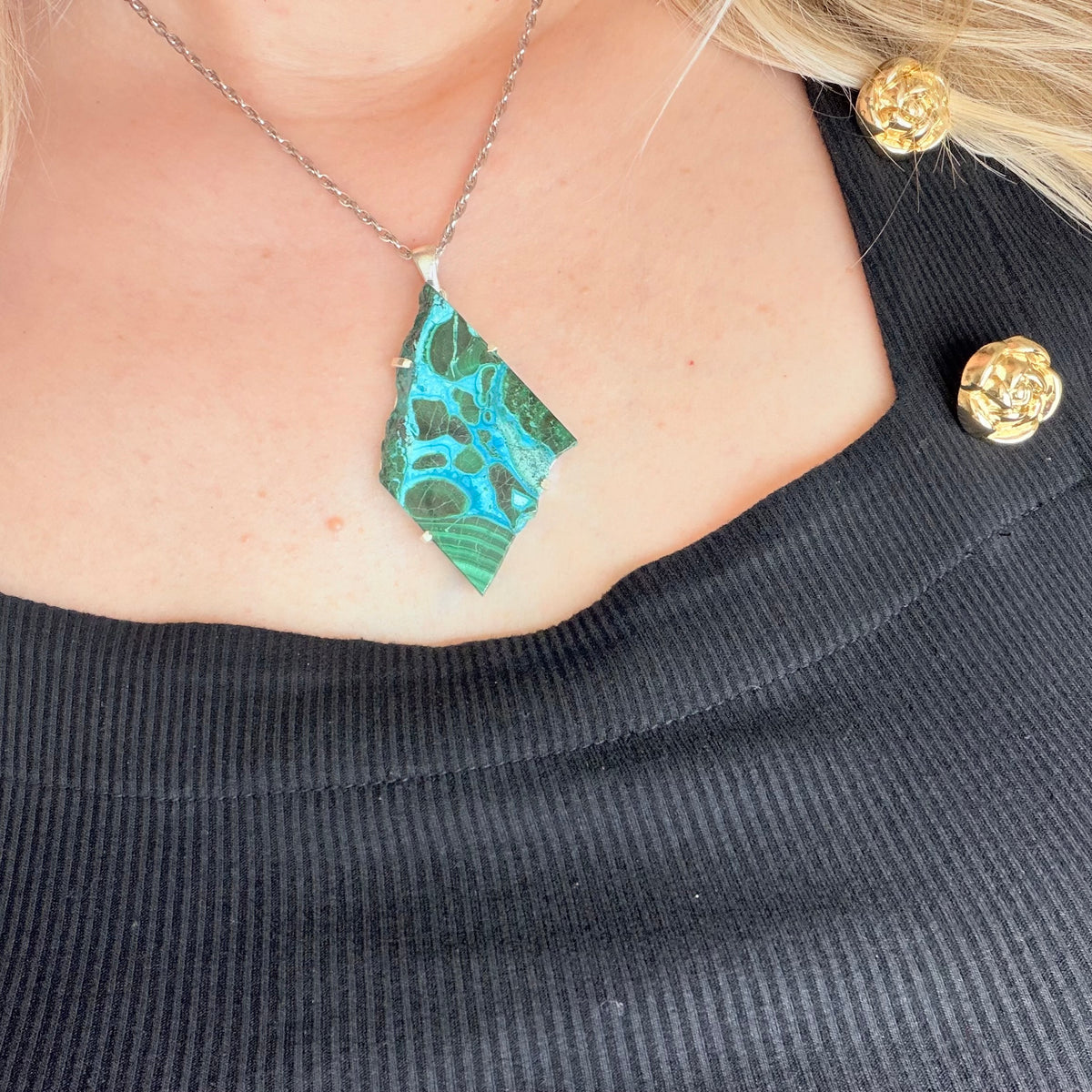 Ciondolo Malachite e Crisocolla Argento 925