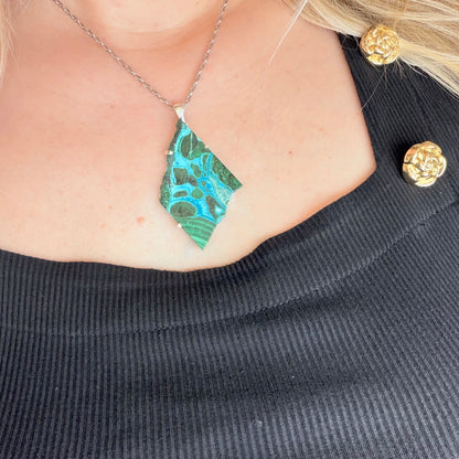 Ciondolo Malachite e Crisocolla Argento 925