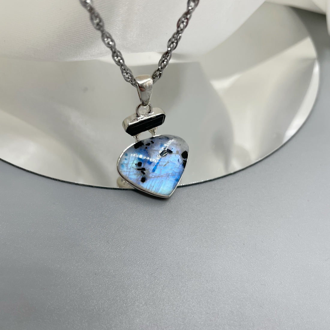 Ciondolo Labradorite e Tormalina - Argento 925