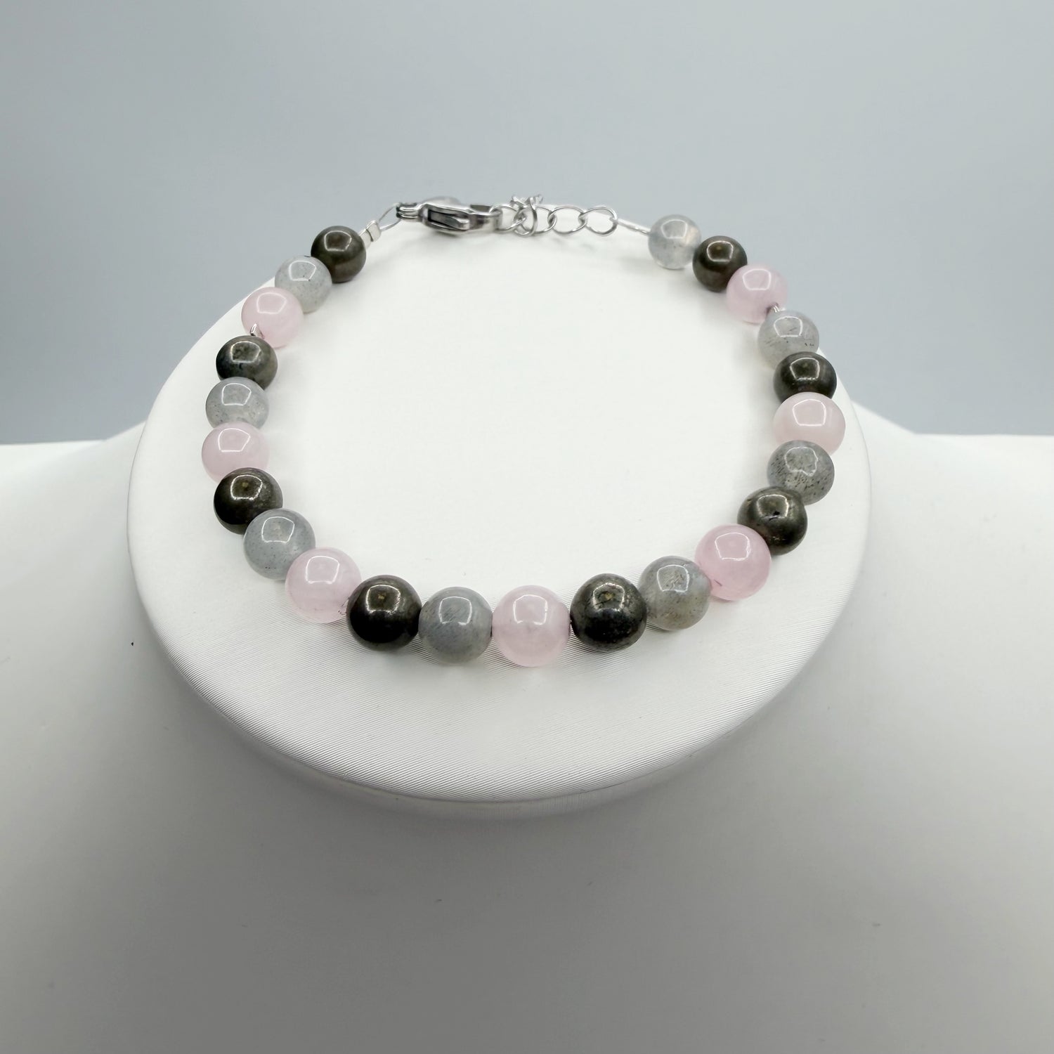 Bracciale Abbondanza Plus (Pirite, Labradorite, Quarzo Rosa)