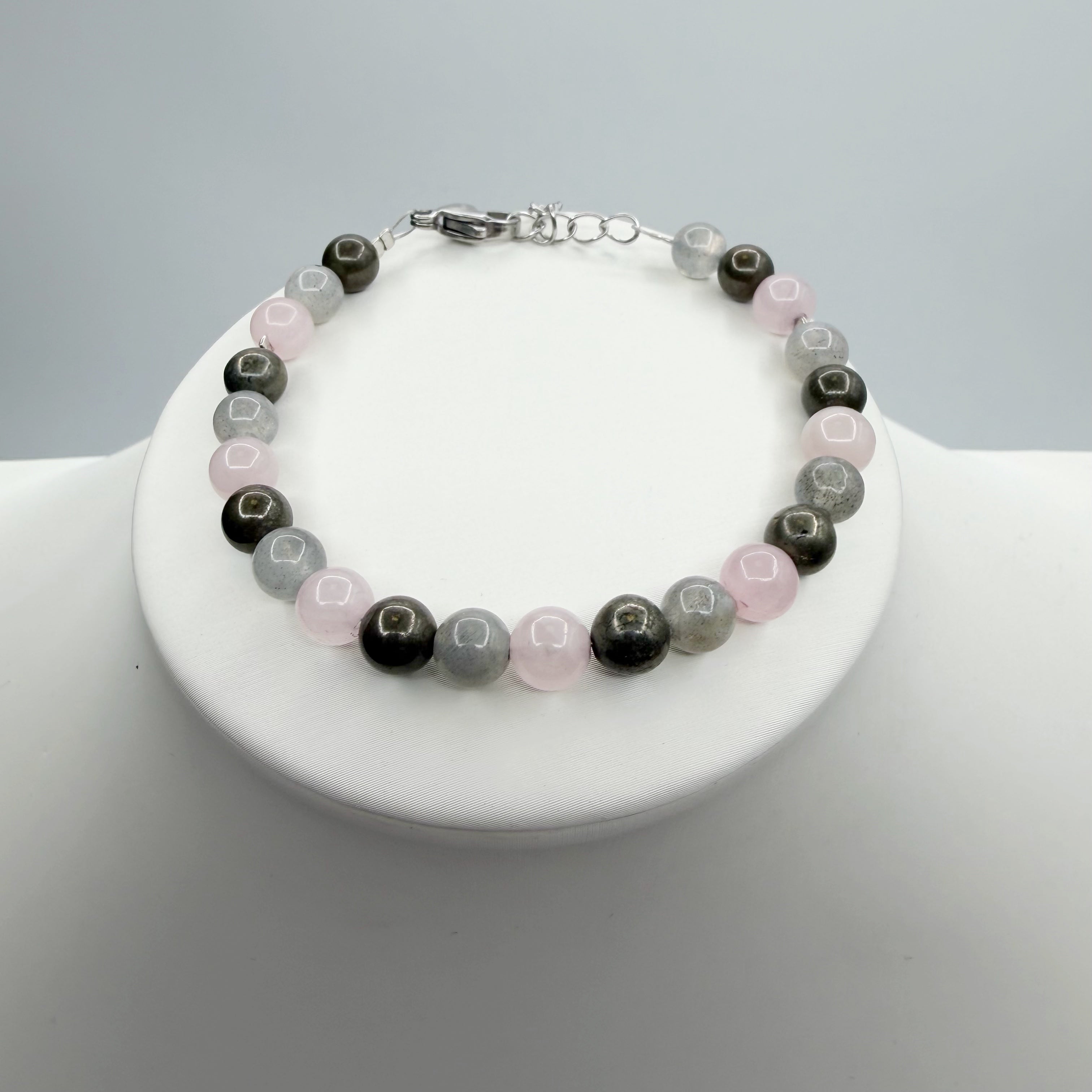Bracciale Abbondanza Plus (Pirite, Labradorite, Quarzo Rosa)
