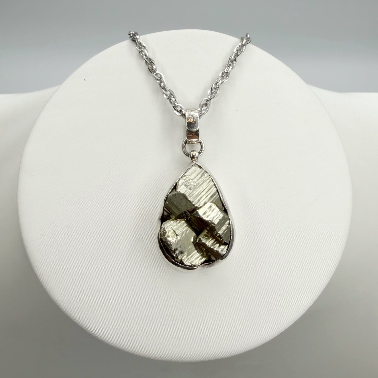 Ciondolo Pirite Grezza - Argento 925 - A Goccia