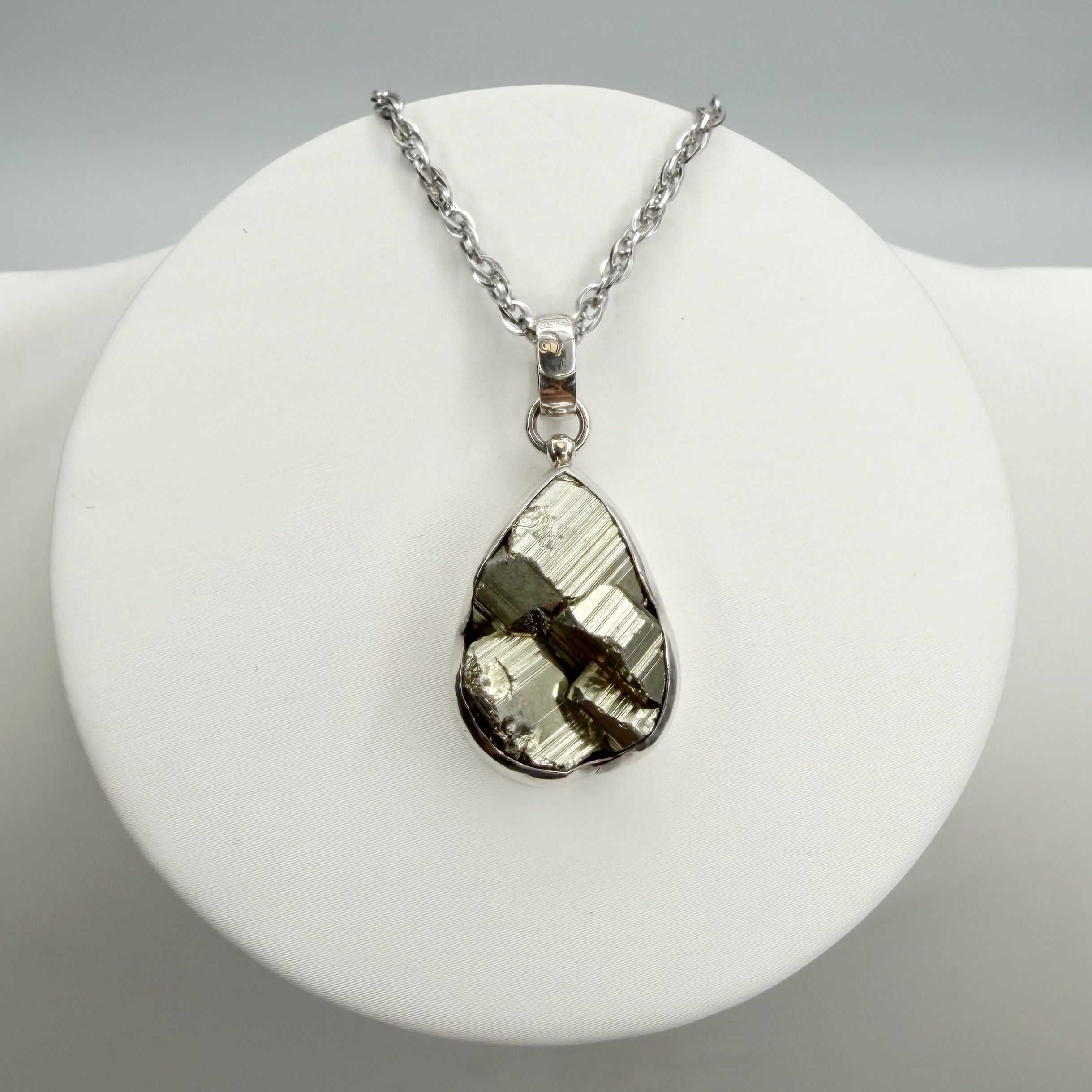 Ciondolo Pirite Grezza - Argento 925 - A Goccia