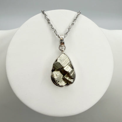 Ciondolo Pirite Grezza - Argento 925 - A Goccia