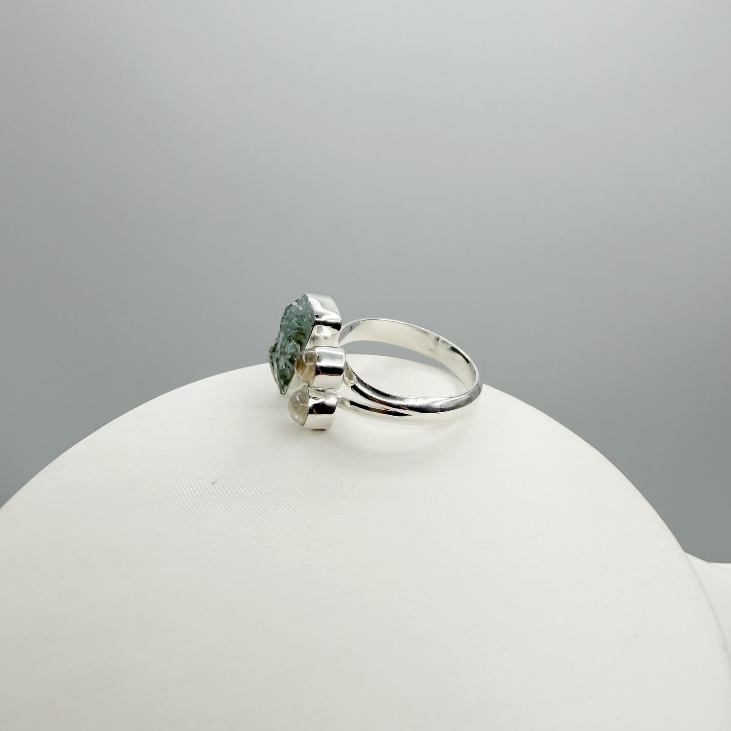 Anello Acquamarina e Labradorite Bianca - Argento 925