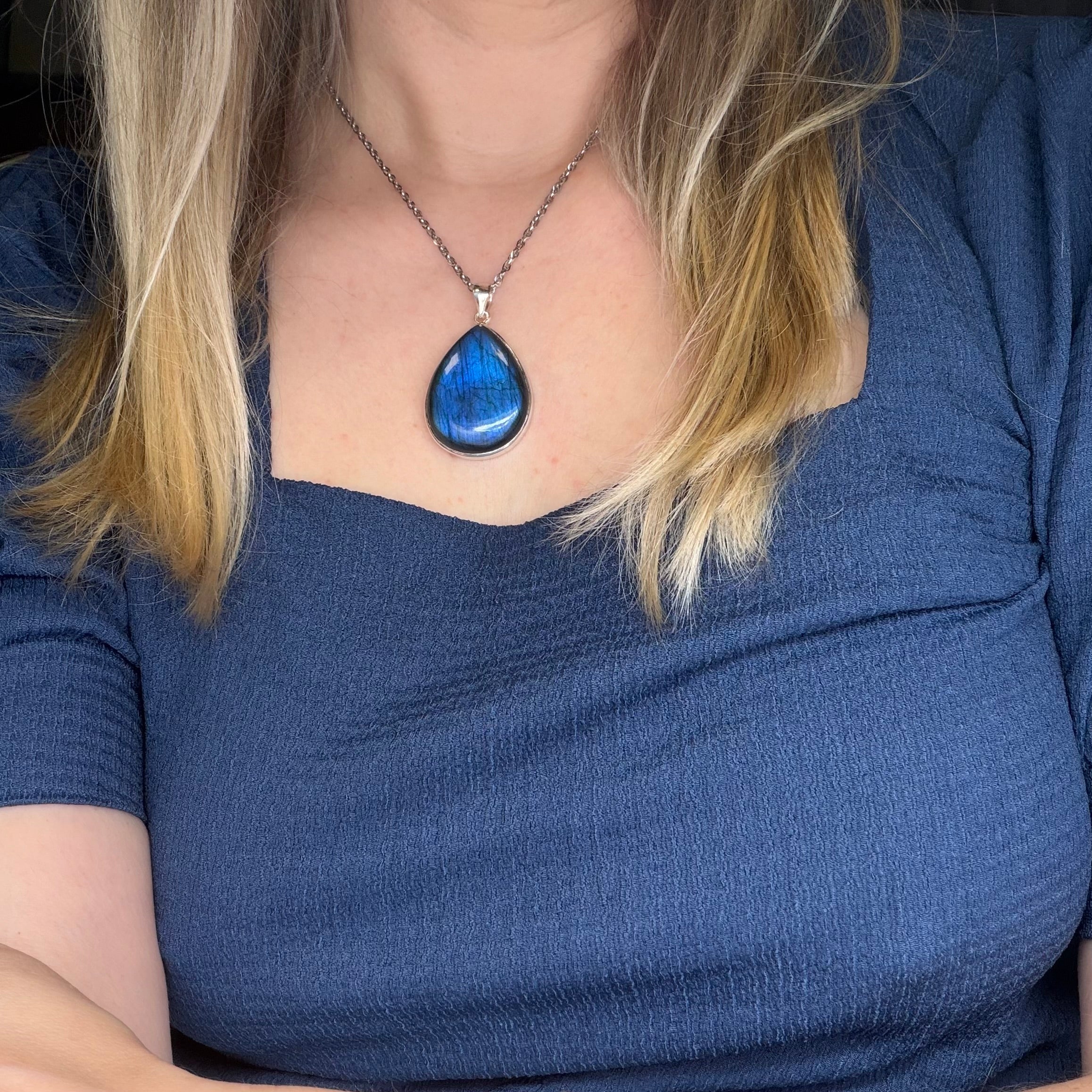 Ciondolo Labradorite a Goccia - Argento 925