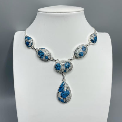 Collana Azzurrite in Granito (K2) - Argento 925