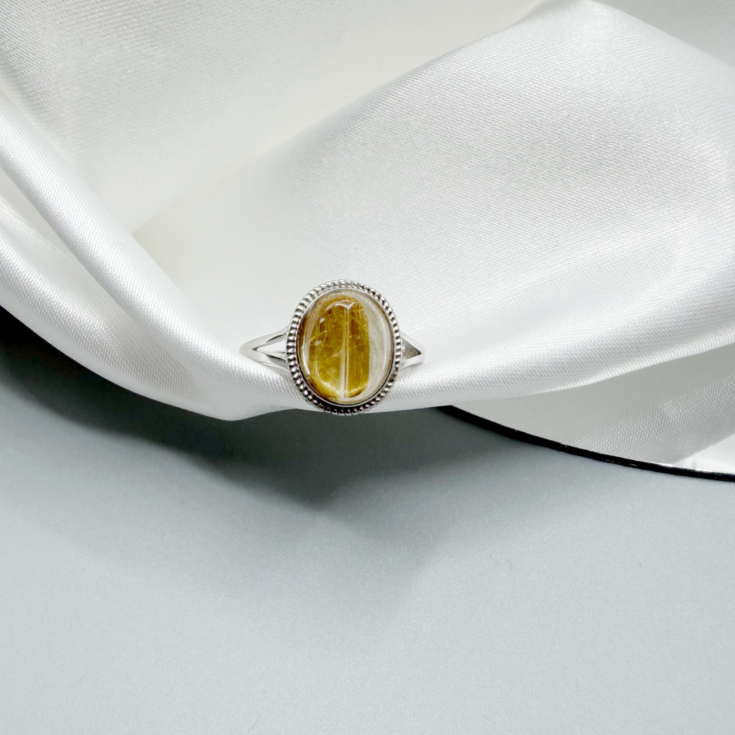 Anello Quarzo Rutilato Dorato - Argento 925