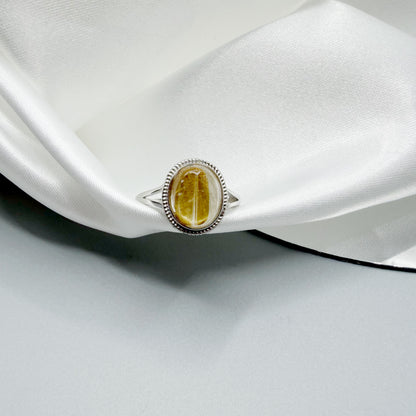Anello Quarzo Rutilato Dorato - Argento 925