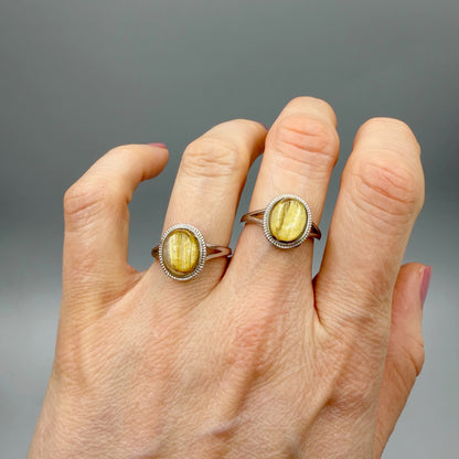 Anello Quarzo Rutilato Dorato - Argento 925