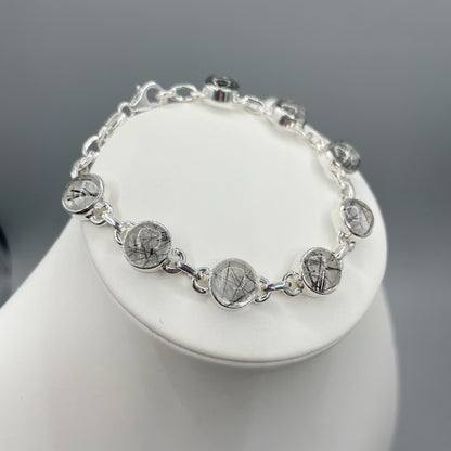 Bracciale Quarzo Tormalinato e Argento 925 - tondo