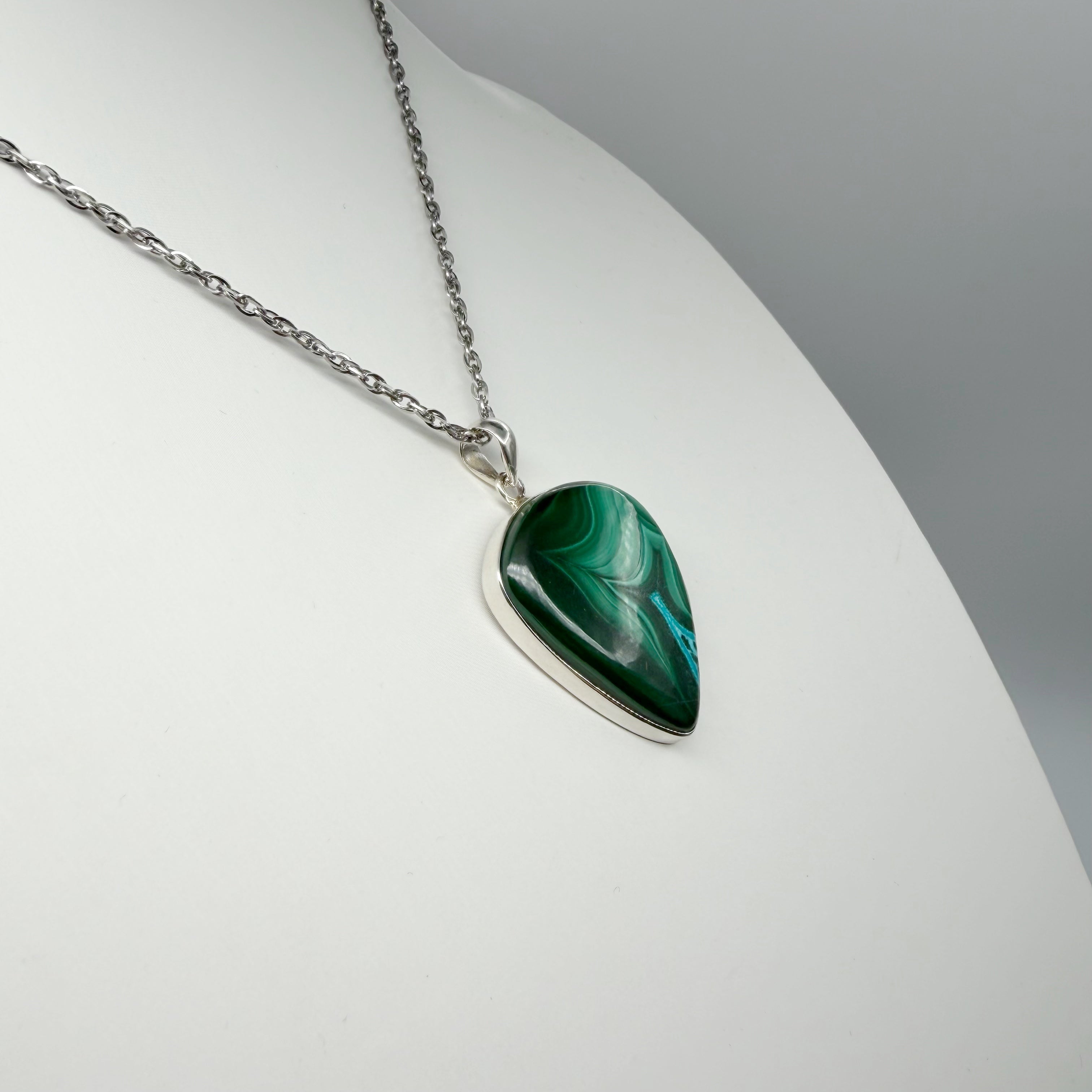 Ciondolo Malachite Triangolare - Argento 925