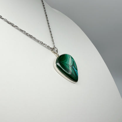Ciondolo Malachite Triangolare - Argento 925