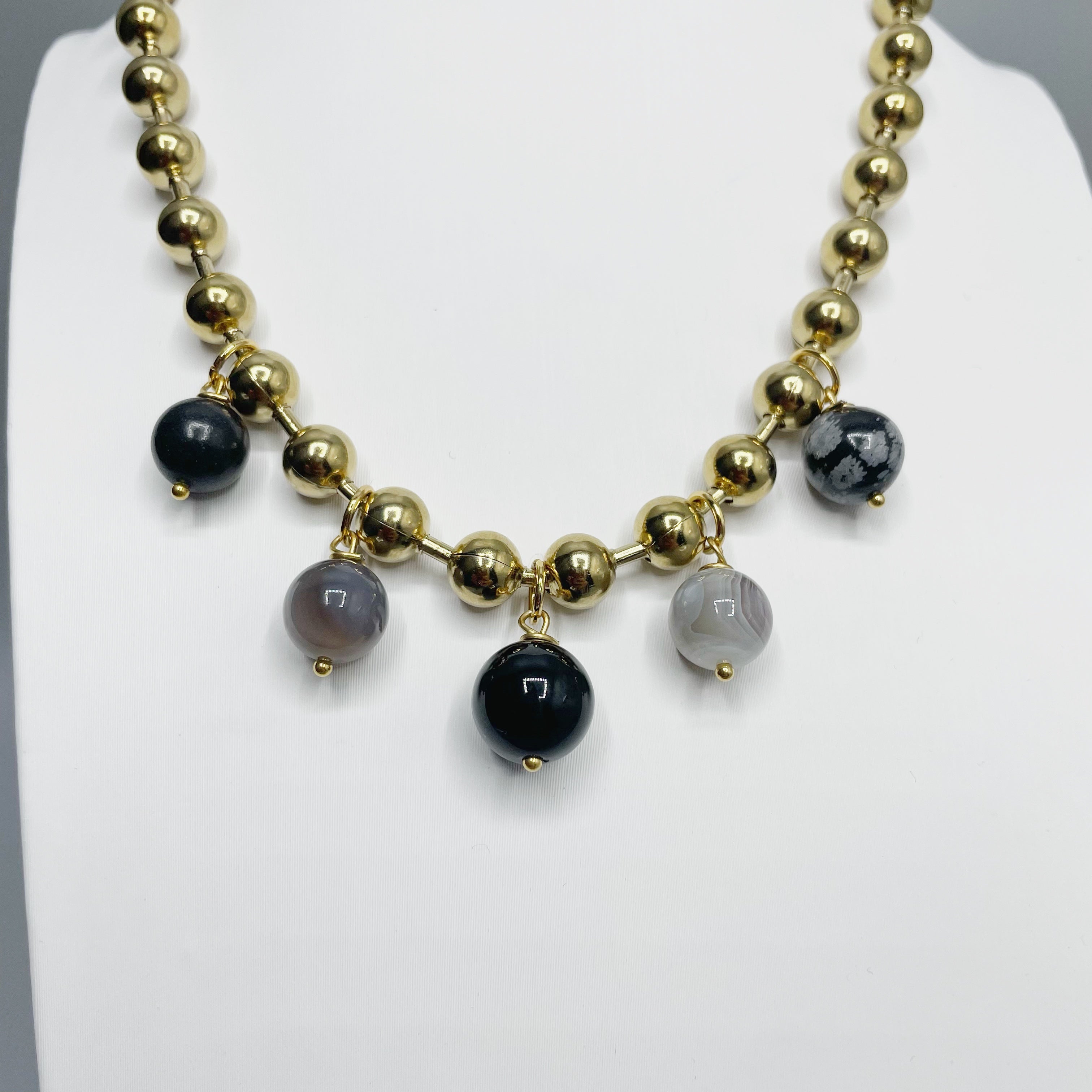Girocollo Cerchio Protettivo Gold - Occhio di Shiva, Shungite, Ossidiana, Onice