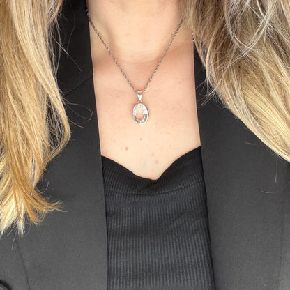 Ciondolo Cristallo di Rocca e Argento 925 - Ovale