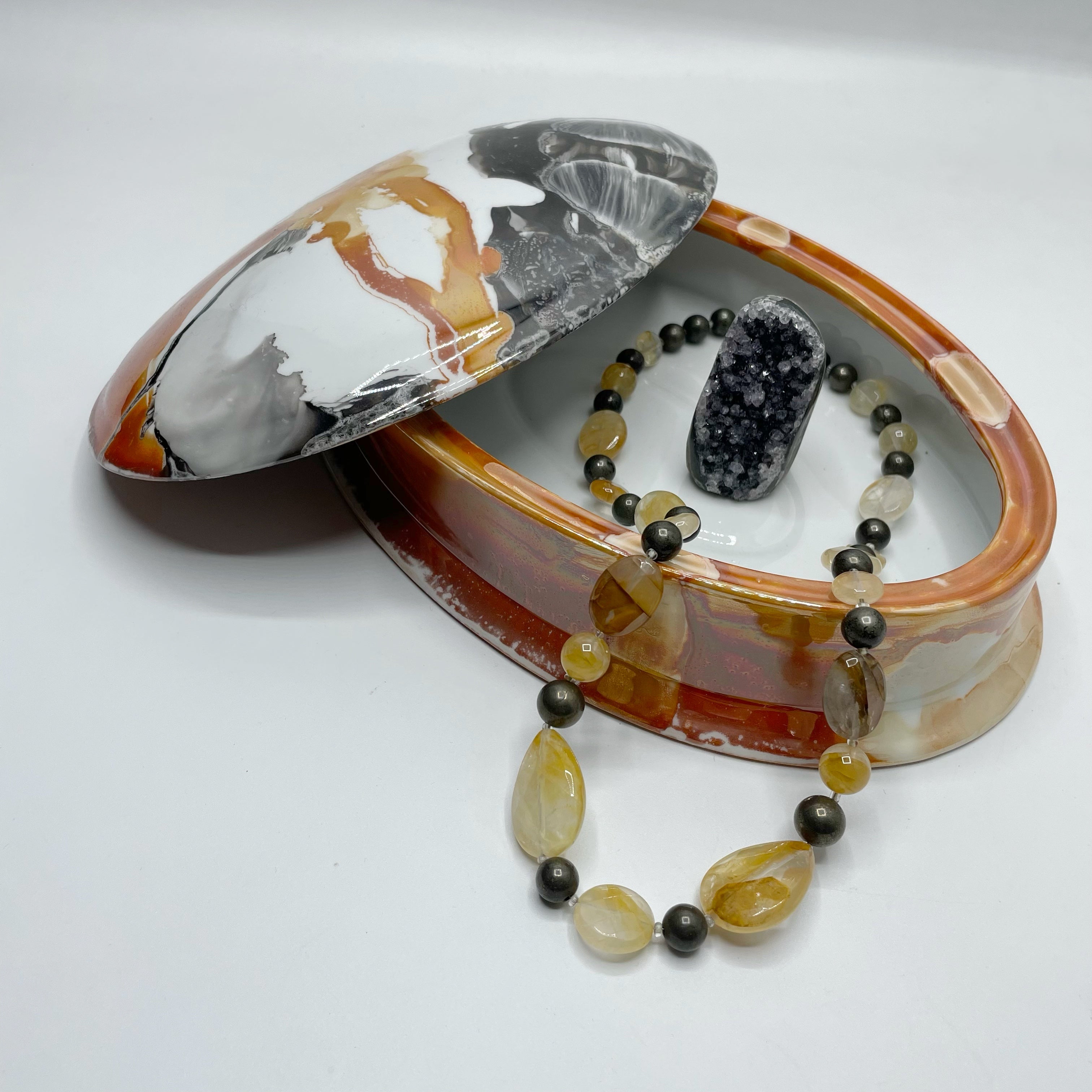 Portagioie Ovale, Porcellana dipinta a mano