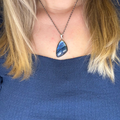 Ciondolo Labradorite Blu - Argento 925