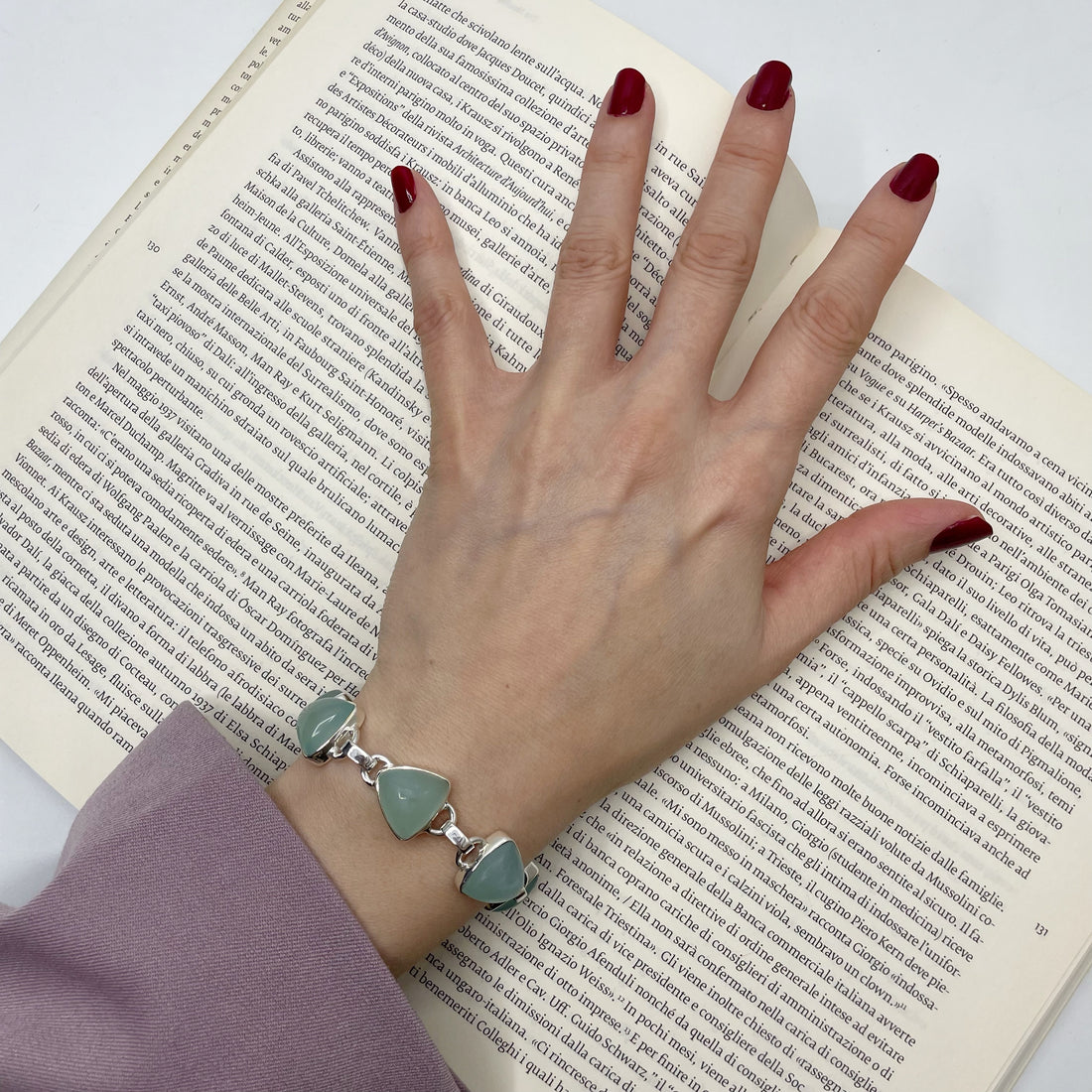 Bracciale Calcedonio Acqua e Argento 925