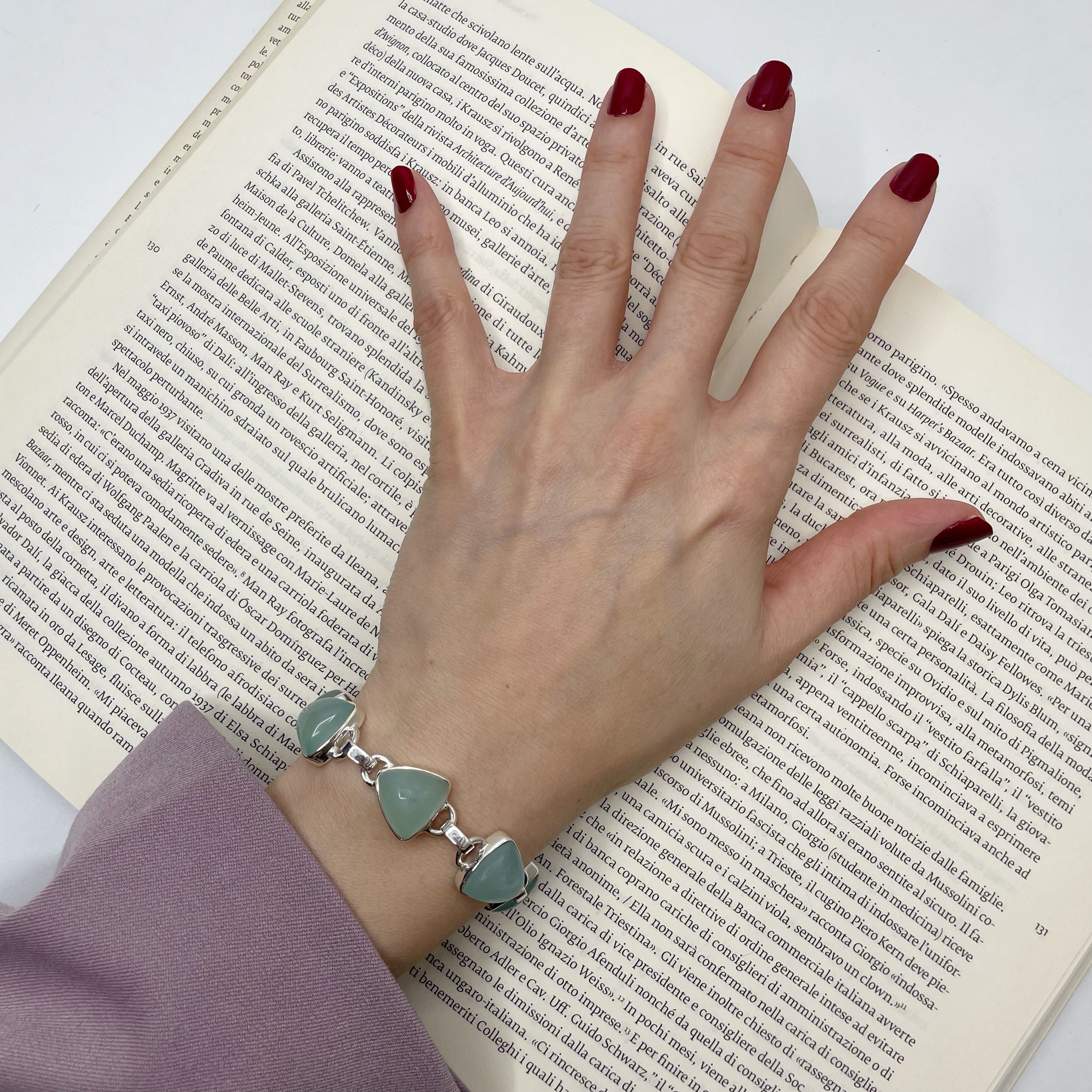 Bracciale Calcedonio Acqua e Argento 925