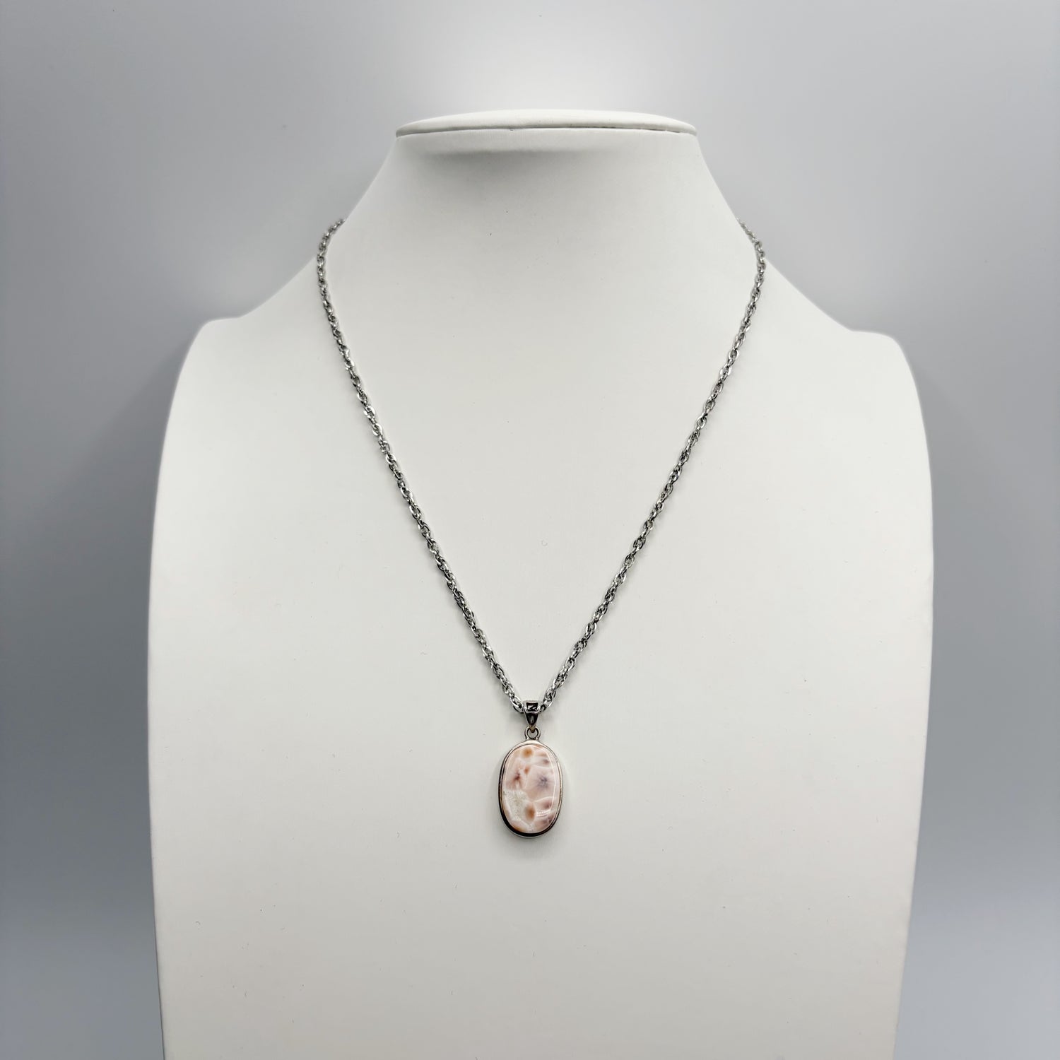 Ciondolo Natrolite e Argento 925 - Ovale