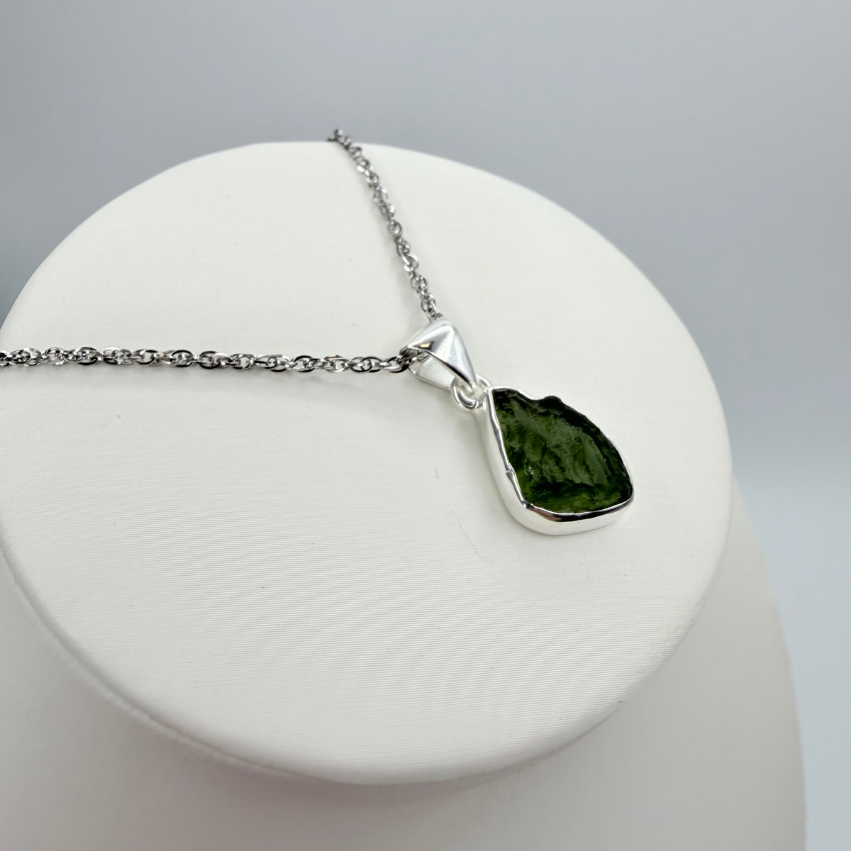 Ciondolo Moldavite Grezza - Argento 925