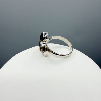 Anello Moldavite, Campo del Cielo e Diamante Herkimer | Argento 925