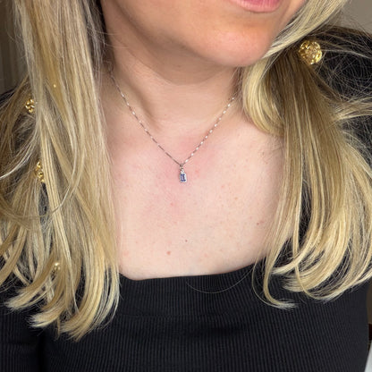 Ciondolo Punto Luce Tanzanite Argento 925 - Rettangolare