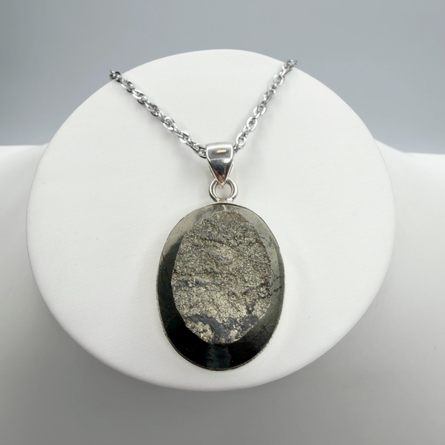 Ciondolo Pirite Grezza - Argento 925 - Ovale