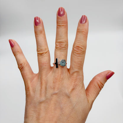 Anello Acquamarina grezza - Argento 925