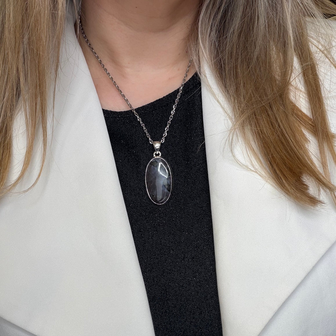 Ciondolo Merlinite Mistica e Argento 925 - Ovale