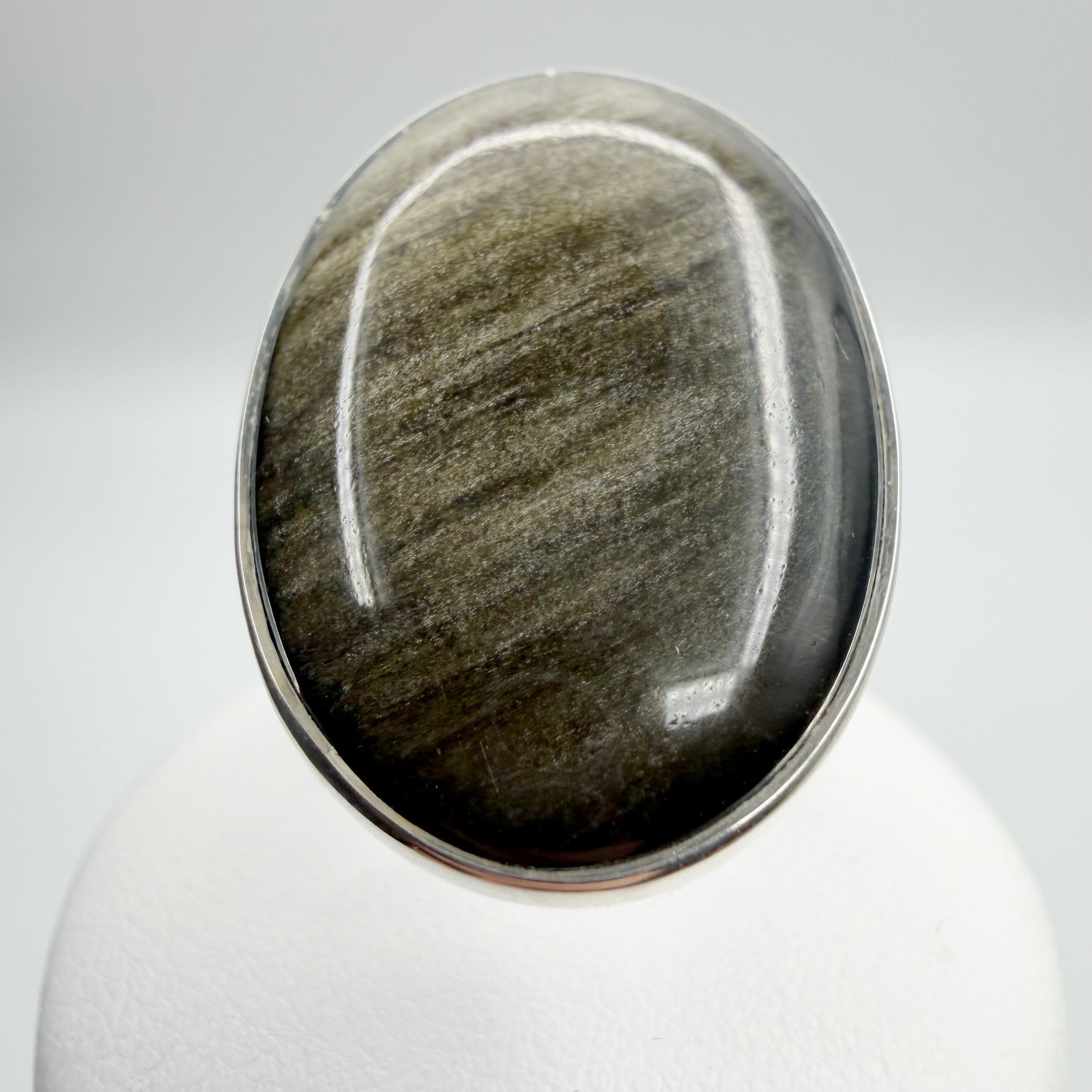 Anello Ossidiana Dorata Ovale - Argento 925