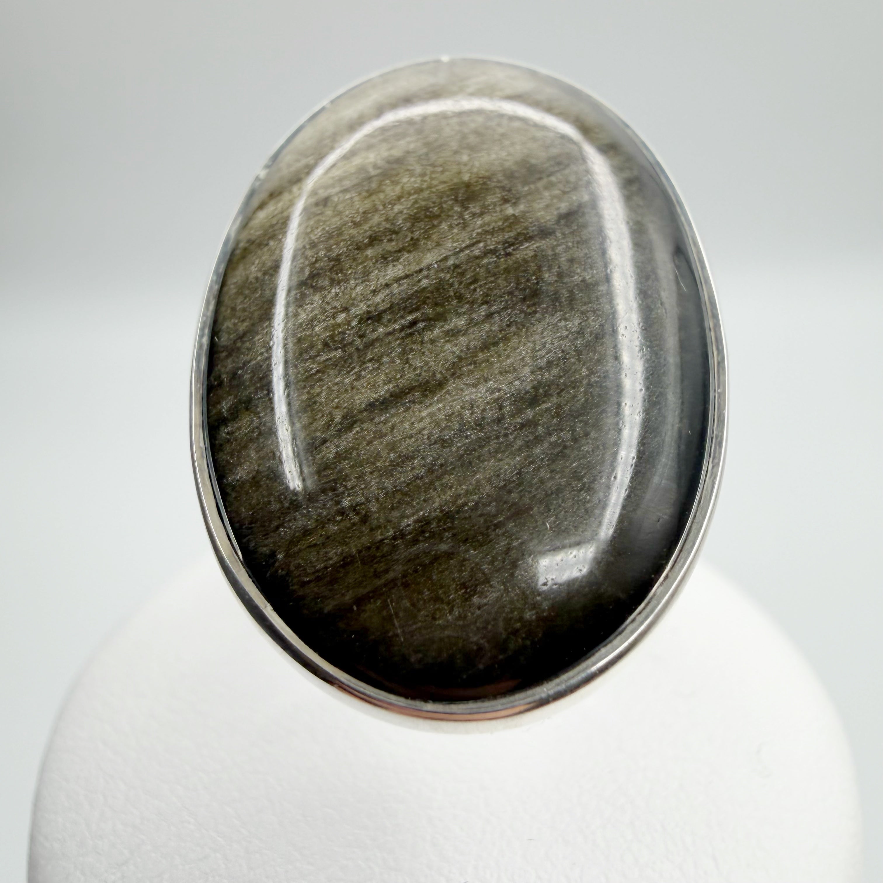 Anello Ossidiana Dorata Ovale - Argento 925