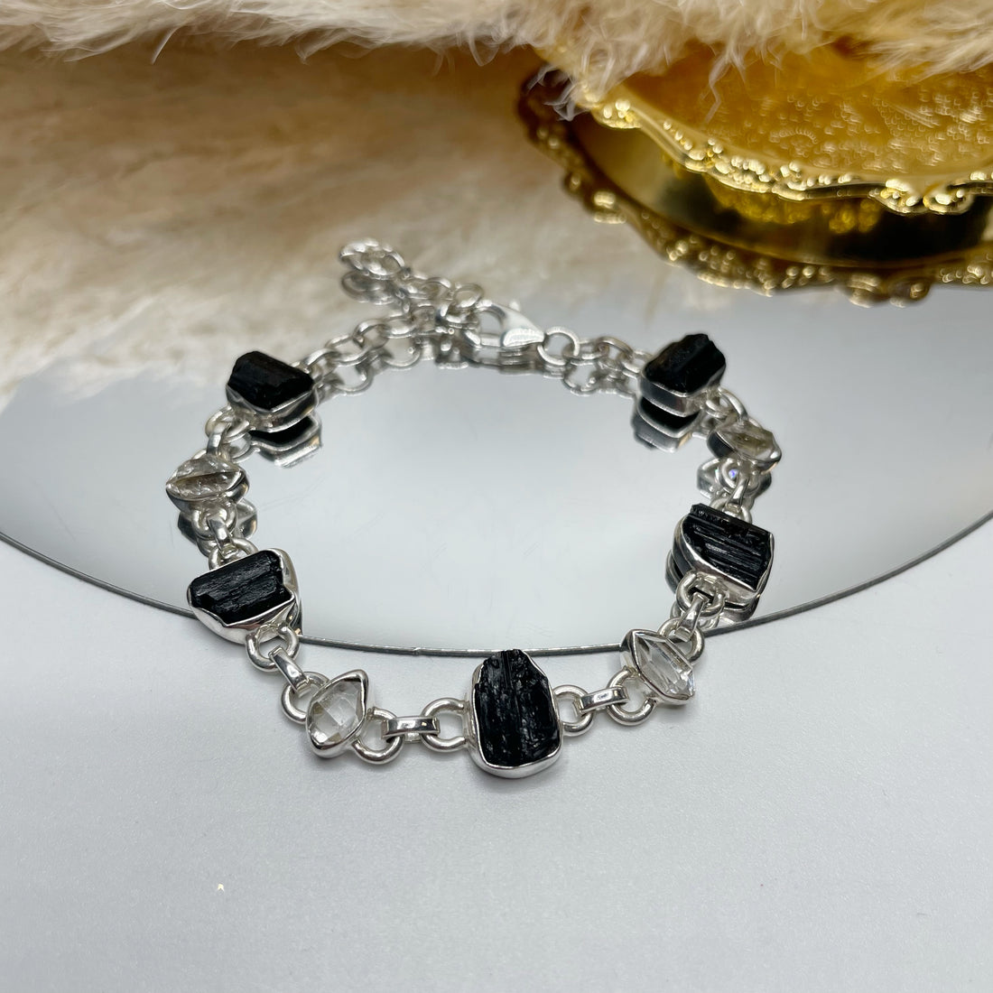 Bracciale Tormalina e Diamante Herkimer - Argento 925