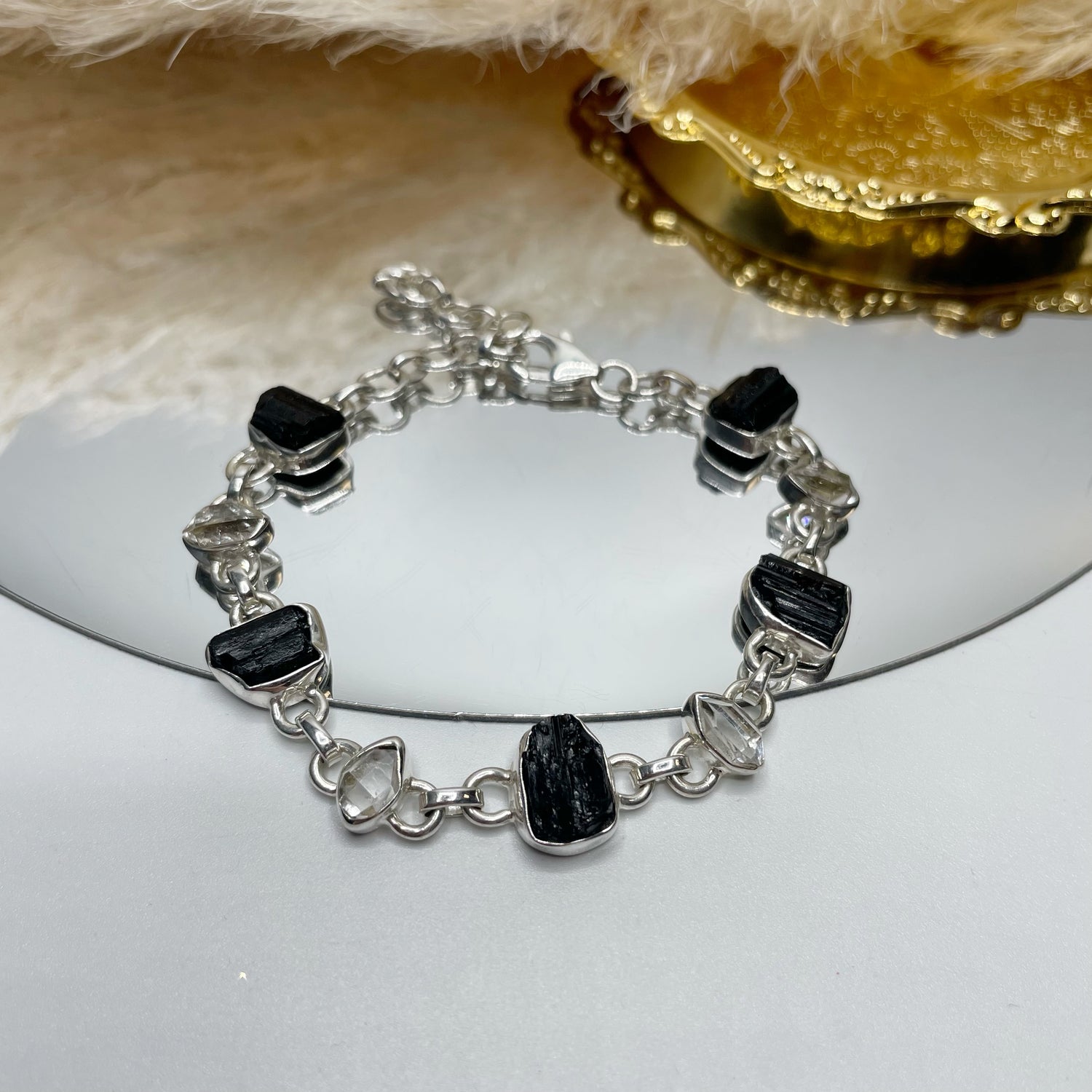 Bracciale Tormalina e Diamante Herkimer - Argento 925