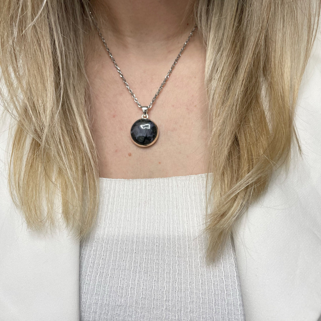 Ciondolo Merlinite Mistica e Argento 925 - Tondo