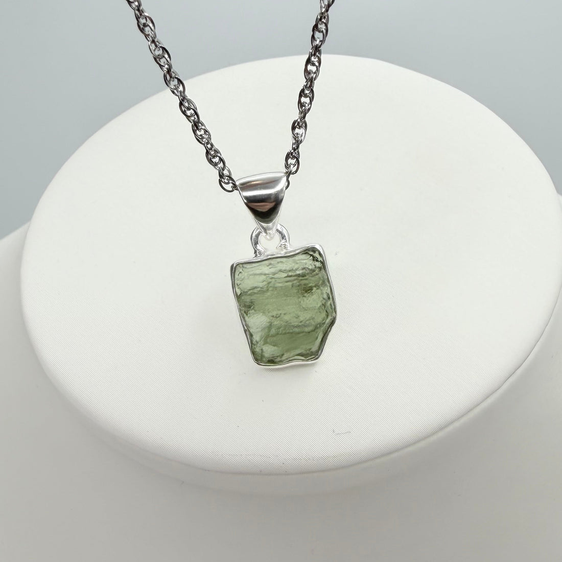 Ciondolo Moldavite Grezza - Argento 925