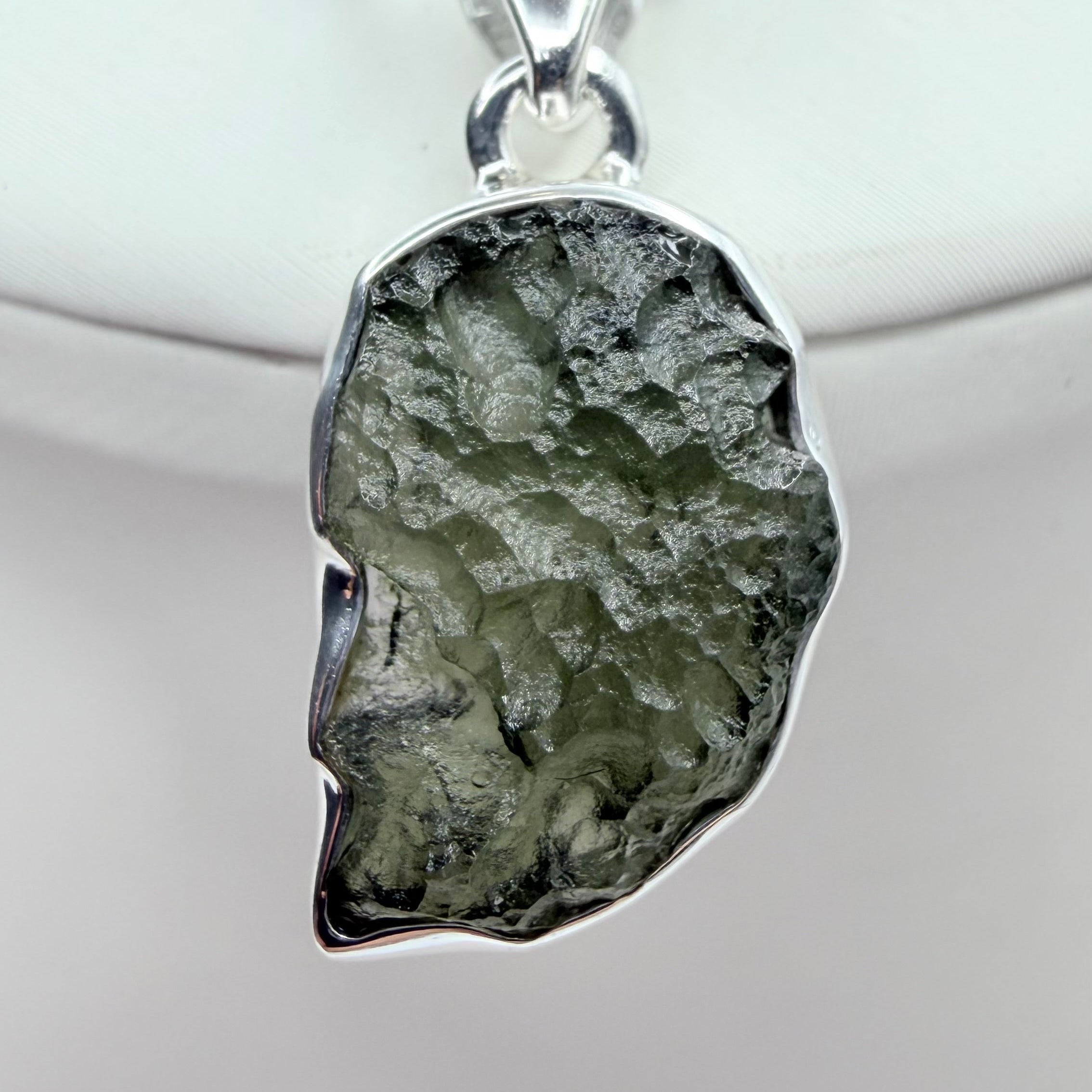Ciondolo Moldavite Grezza - Argento 925