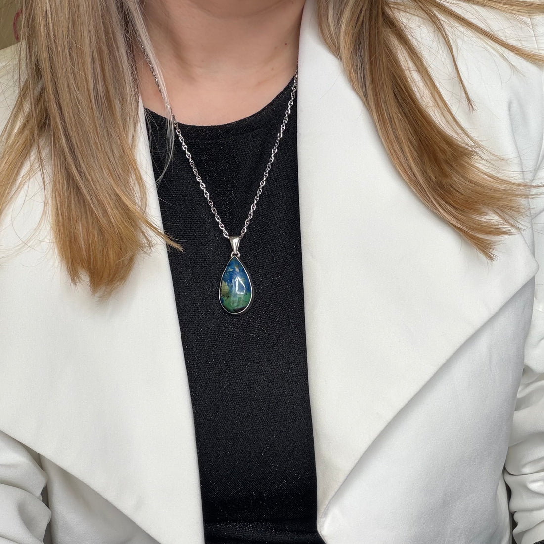 Ciondolo Azzurrite e Argento 925 - a goccia