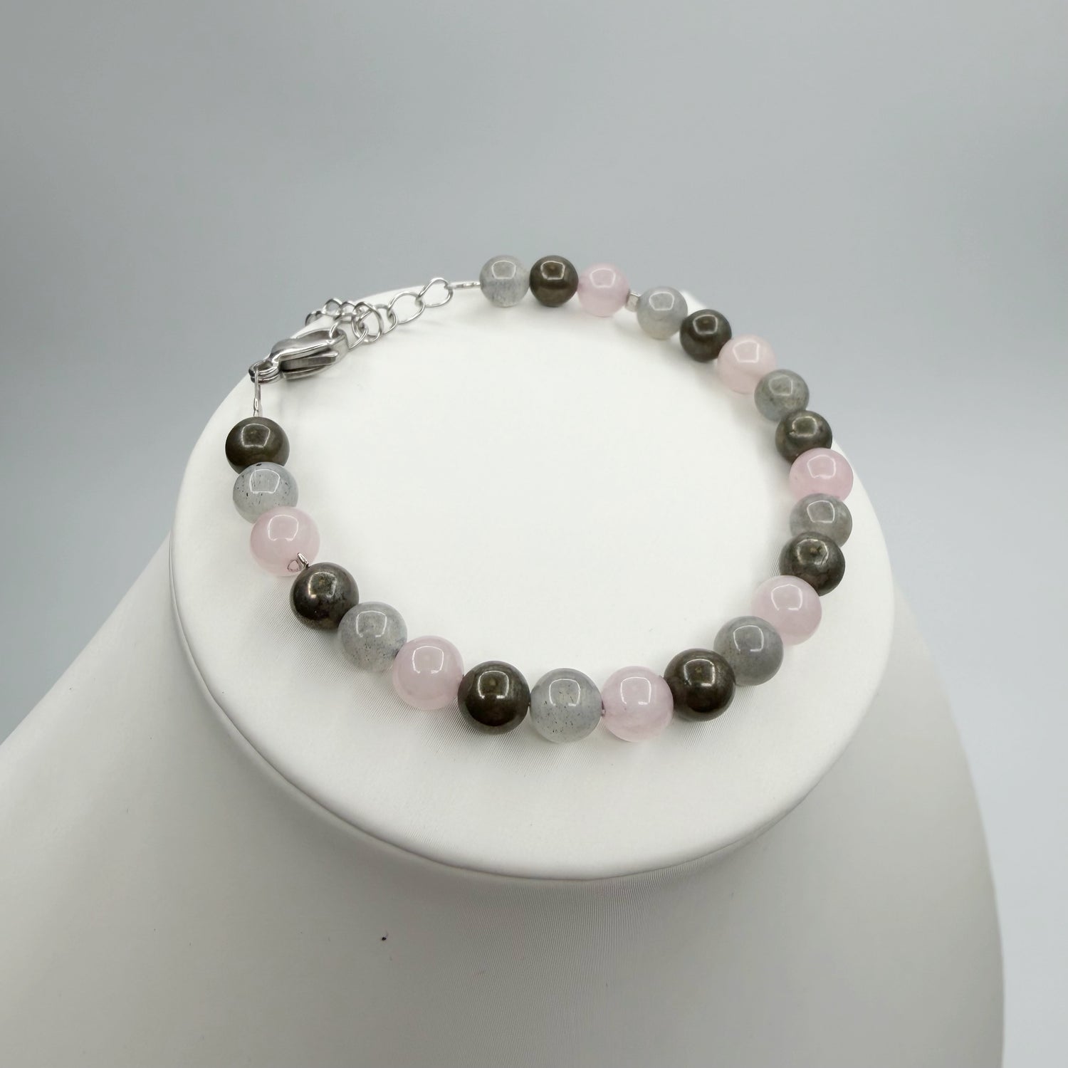 Bracciale Abbondanza Plus (Pirite, Labradorite, Quarzo Rosa)