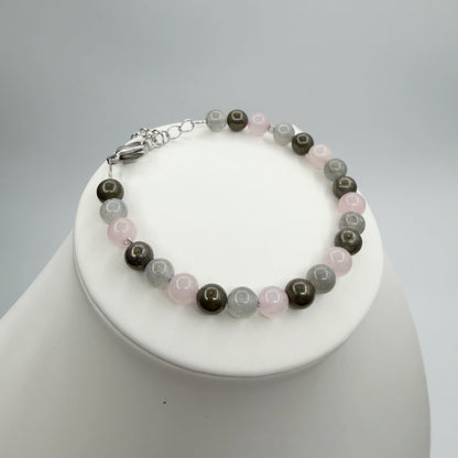 Bracciale Abbondanza Plus (Pirite, Labradorite, Quarzo Rosa)
