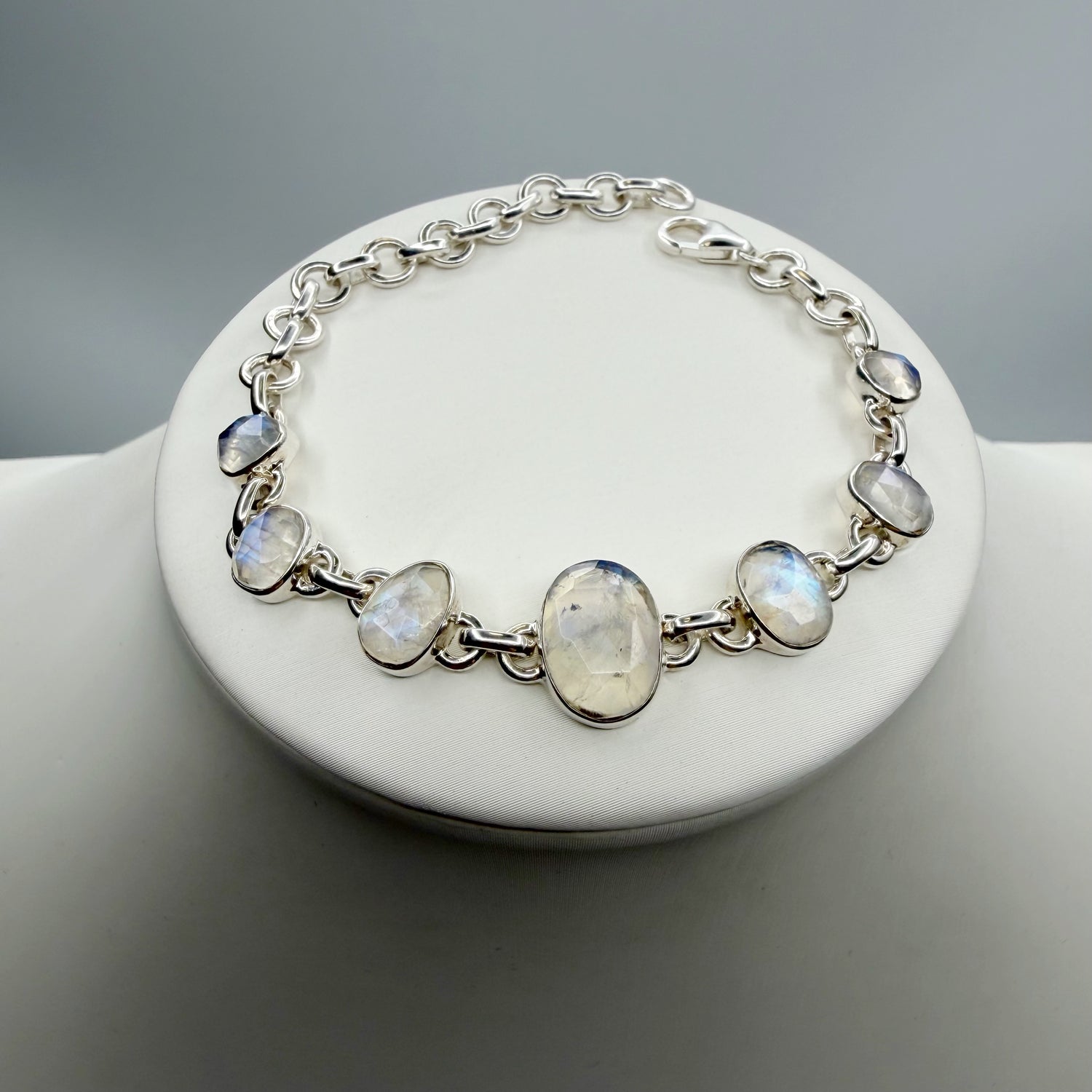 Bracciale Labradorite Bianca e Argento 925 - sfaccettato