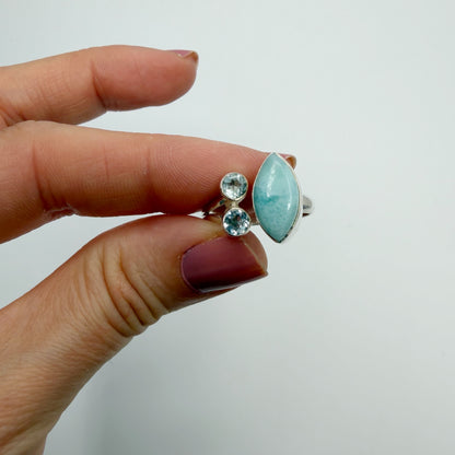 Anello Larimar e Topazio - Argento 925