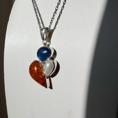 Ciondolo Ambra, Cianite e Madreperla - Argento 925