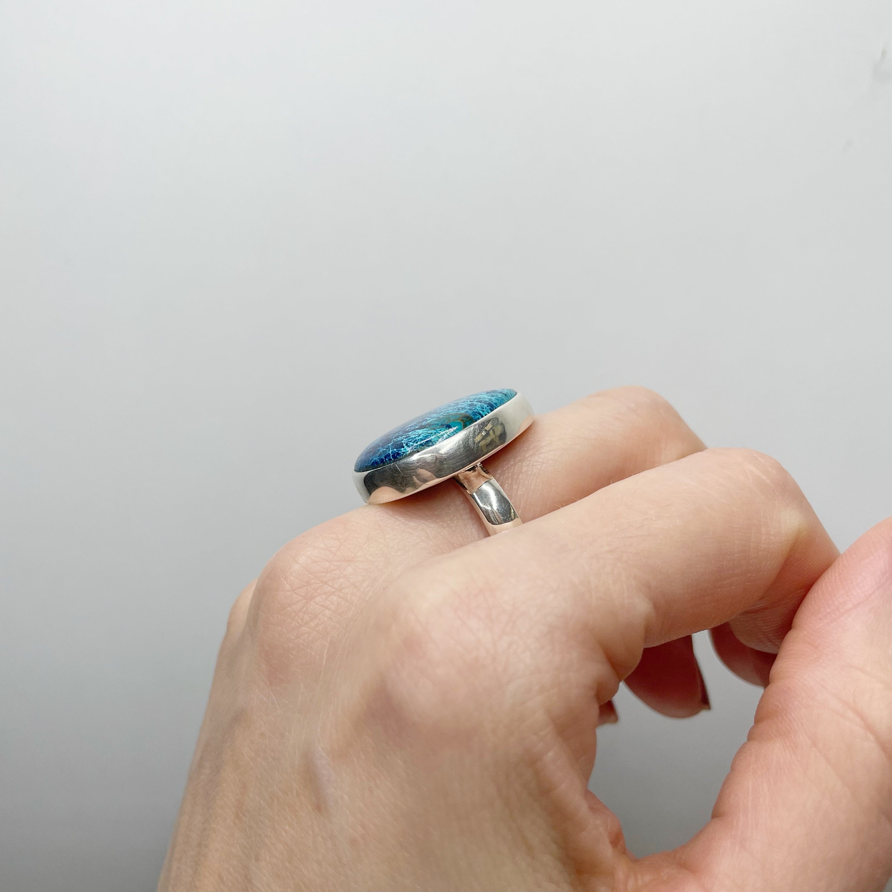 Anello Shattuckite e Argento 925 - a Goccia