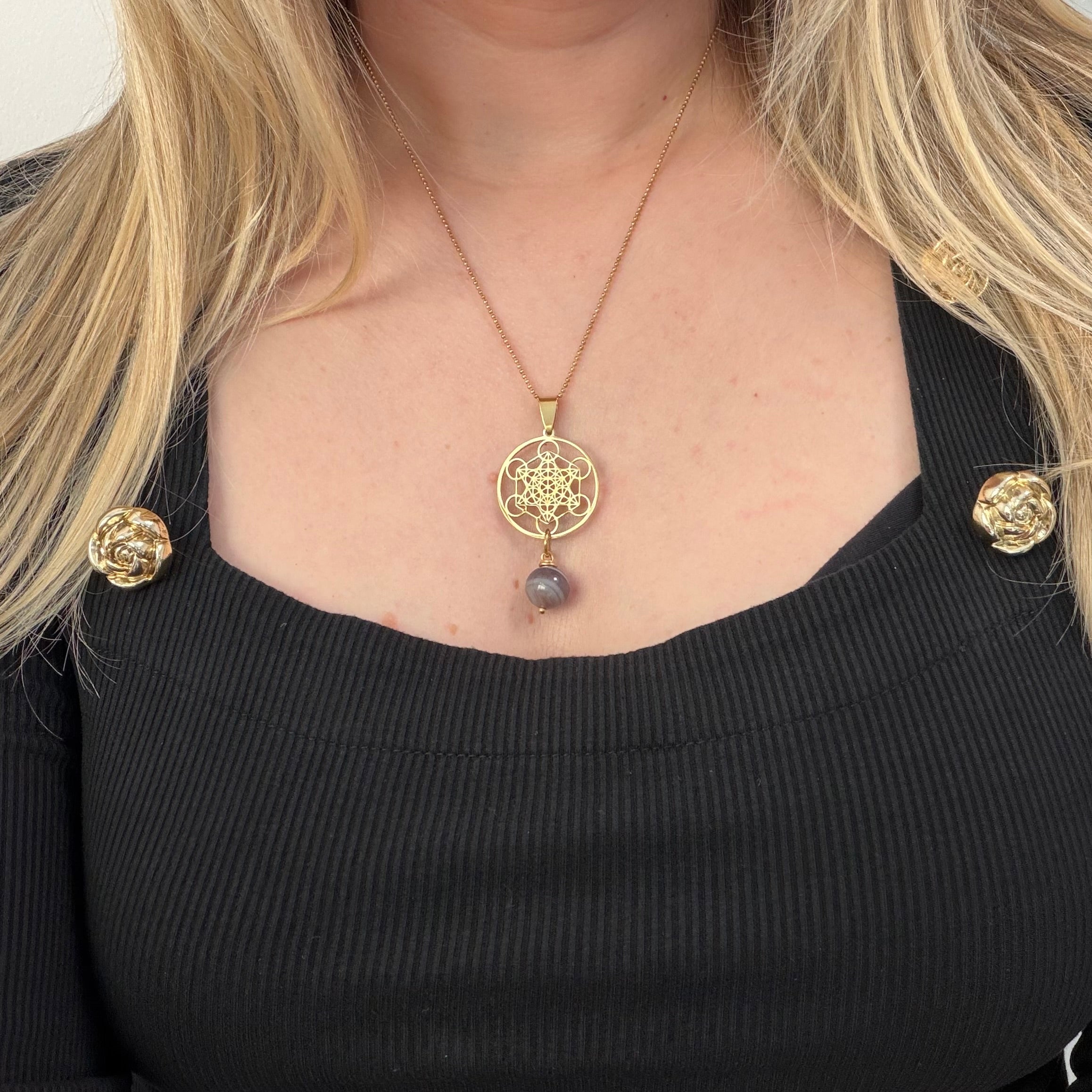 Collana Occhio di Shiva e Cubo di Metatron - GOLD