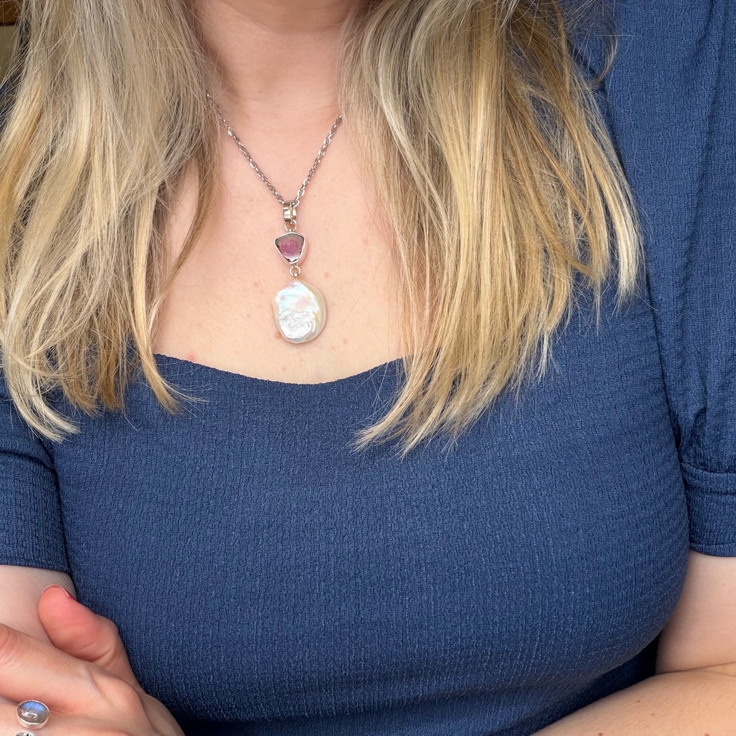 Ciondolo Tormalina Watermelon e Madreperla - Argento 925